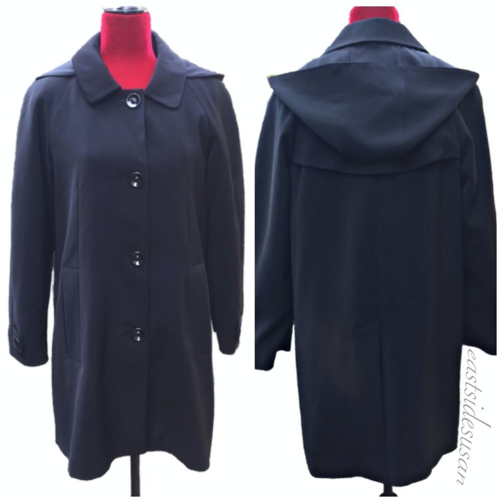 Nordstrom Jacket REMOVABLE LINING & HOOD Pockets BLACK sz Small/6-8?